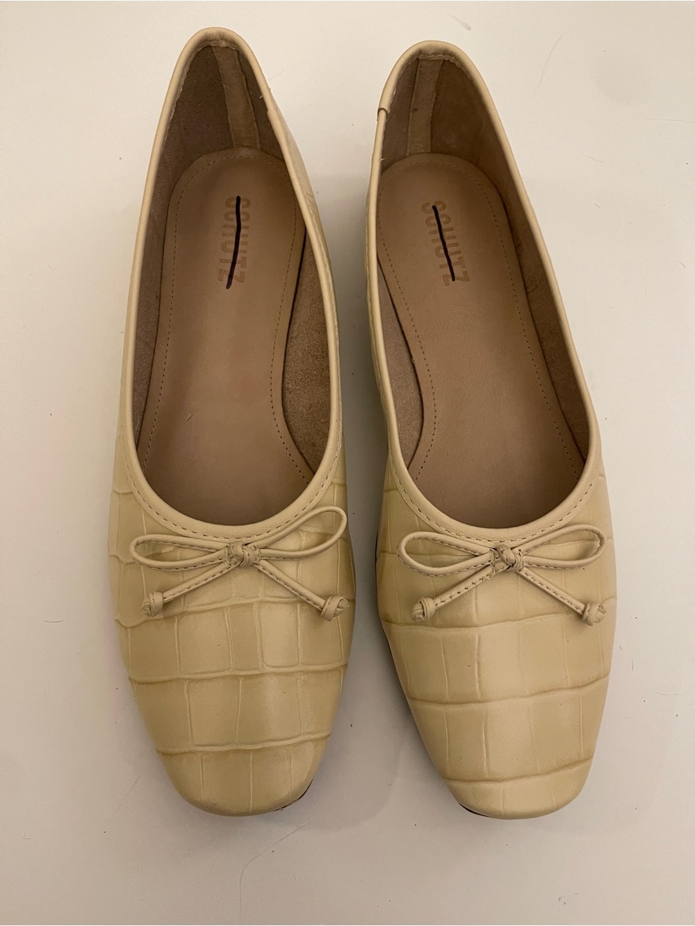 SCHUTZ Croc Leather Flats